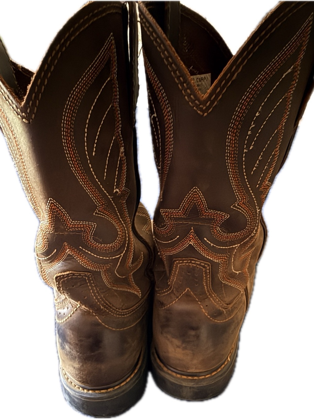 Classic Men's Brown Western Work Boots with Decorative Stitching
